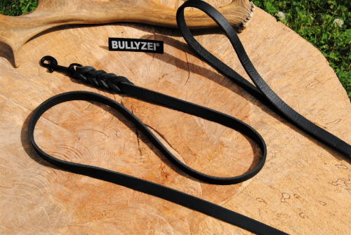 Lederleine geflochten 13mm x 2m mit Schlaufe schwarz